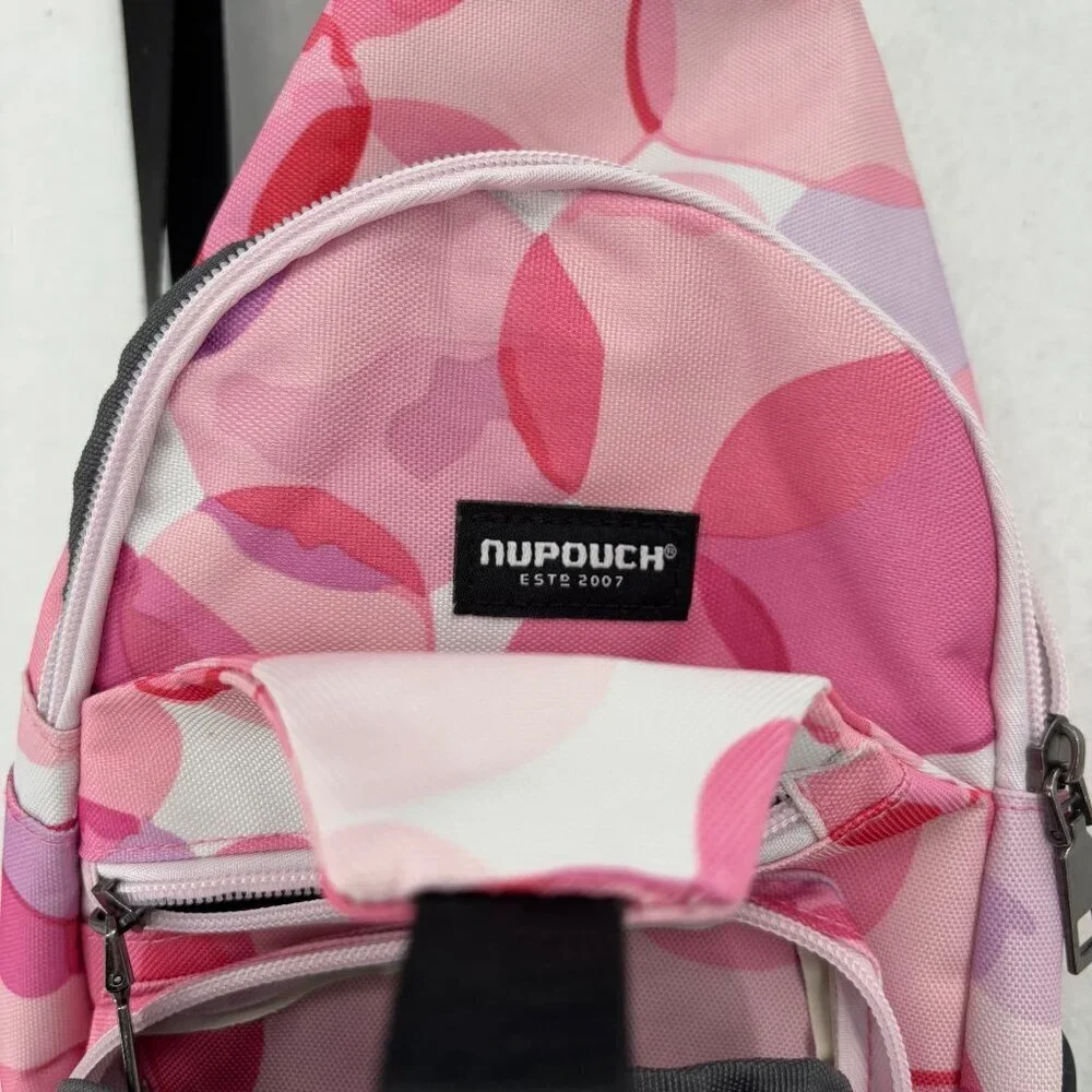 Nupouch Anti-Theft Daypack Sling Bag Pink White‎ Backpack USB Charger Handbag